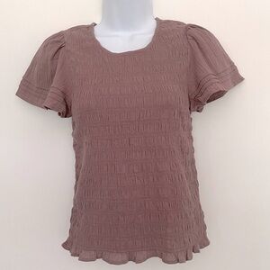 Madewell Lucie Flutter-Sleeve Smocked Bodice Top